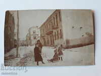 Old photo winter kids with sled