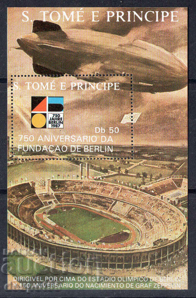 1988. Sao Tome and Principe. Ferdinand Graf von Zeppelin. Block.