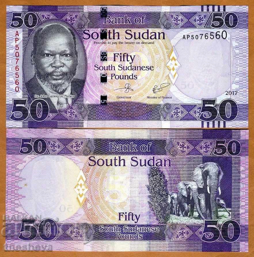 South Sudan, £ 50, 2017, UNC, Elephants