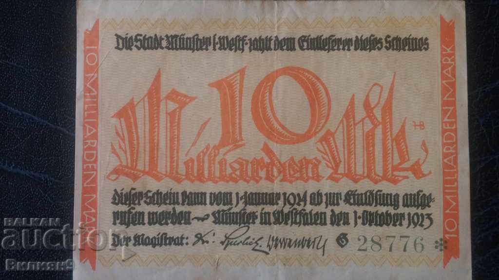 10 miliarde de mărci 1923 Germania Rare