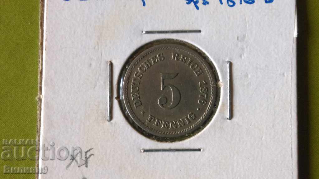 5 pfennigs 1876 '' D '' Germany Excellent!