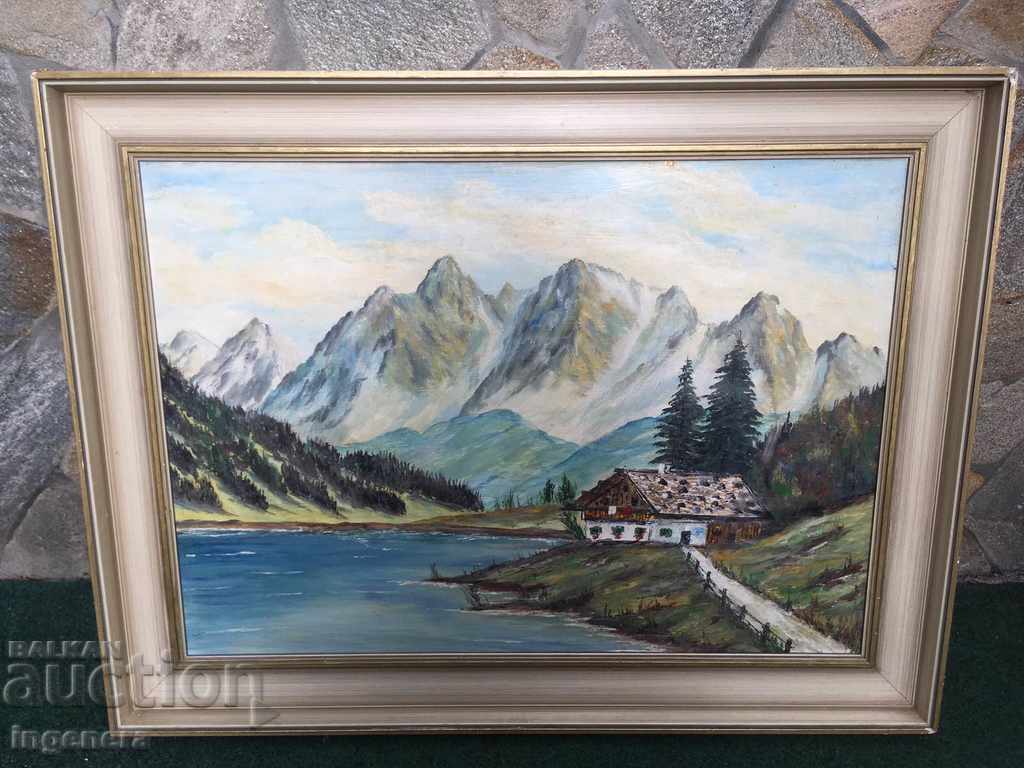 PICTURE HUGE-OIL FAZER-HOUSE IN THE ALPS