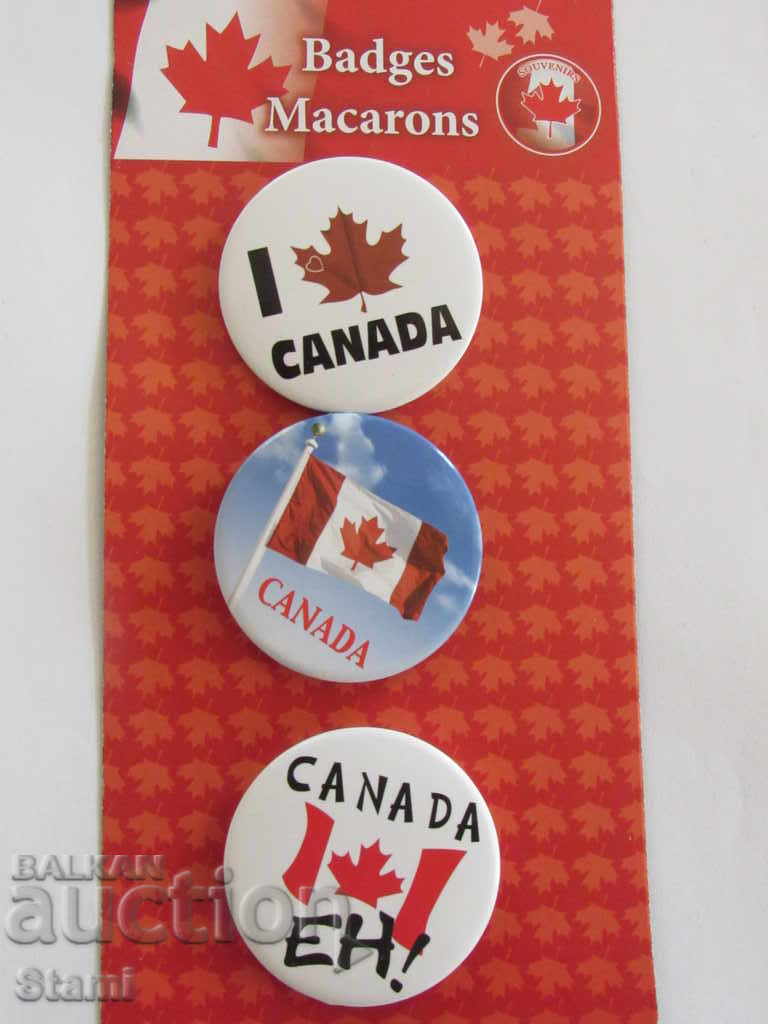 Set of 3 Metallic Badges - Canada with price 14.90 BGN | € 7.62 Set of 3 Metallic Badges - Canada with price 14.90 BGN | € 7.62