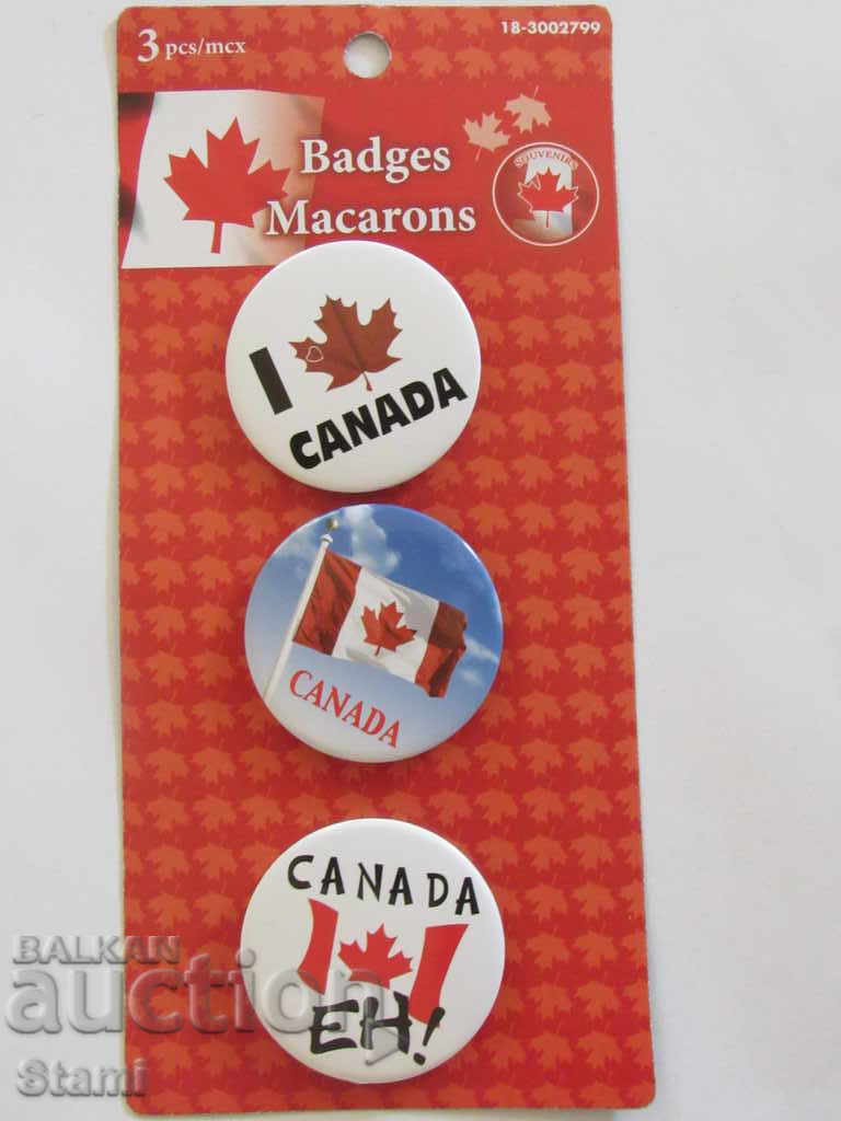 Auction Set of 3 Metallic Badges - Canada Auction Set of 3 Metallic Badges - Canada