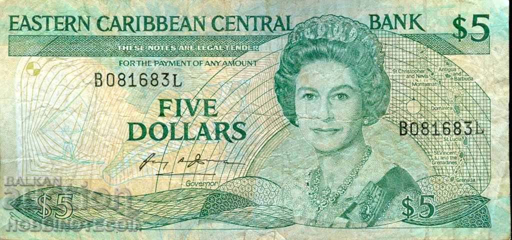 EAST CARIBBEAN 5 $ issue 1985 ser. V EAST CARIBBEAN 5 $ issue 1985 ser. V