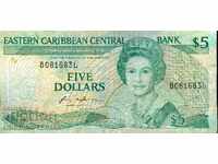EAST CARIBBEAN 5 $ issue 1985 ser. V