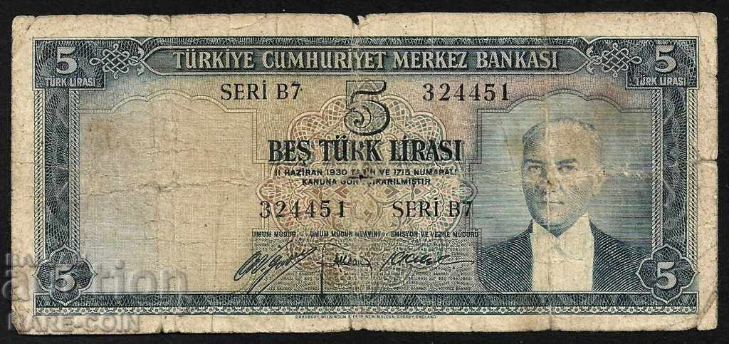 RS (20)  Турция  5  Лири  1930  Rare