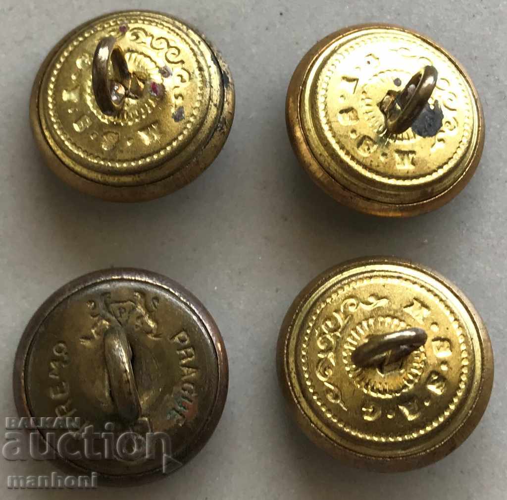 4109 Kingdom of Bulgaria 4 small buttons PSV 1918 King Ferdinand with price 20.00 BGN | € 10.23