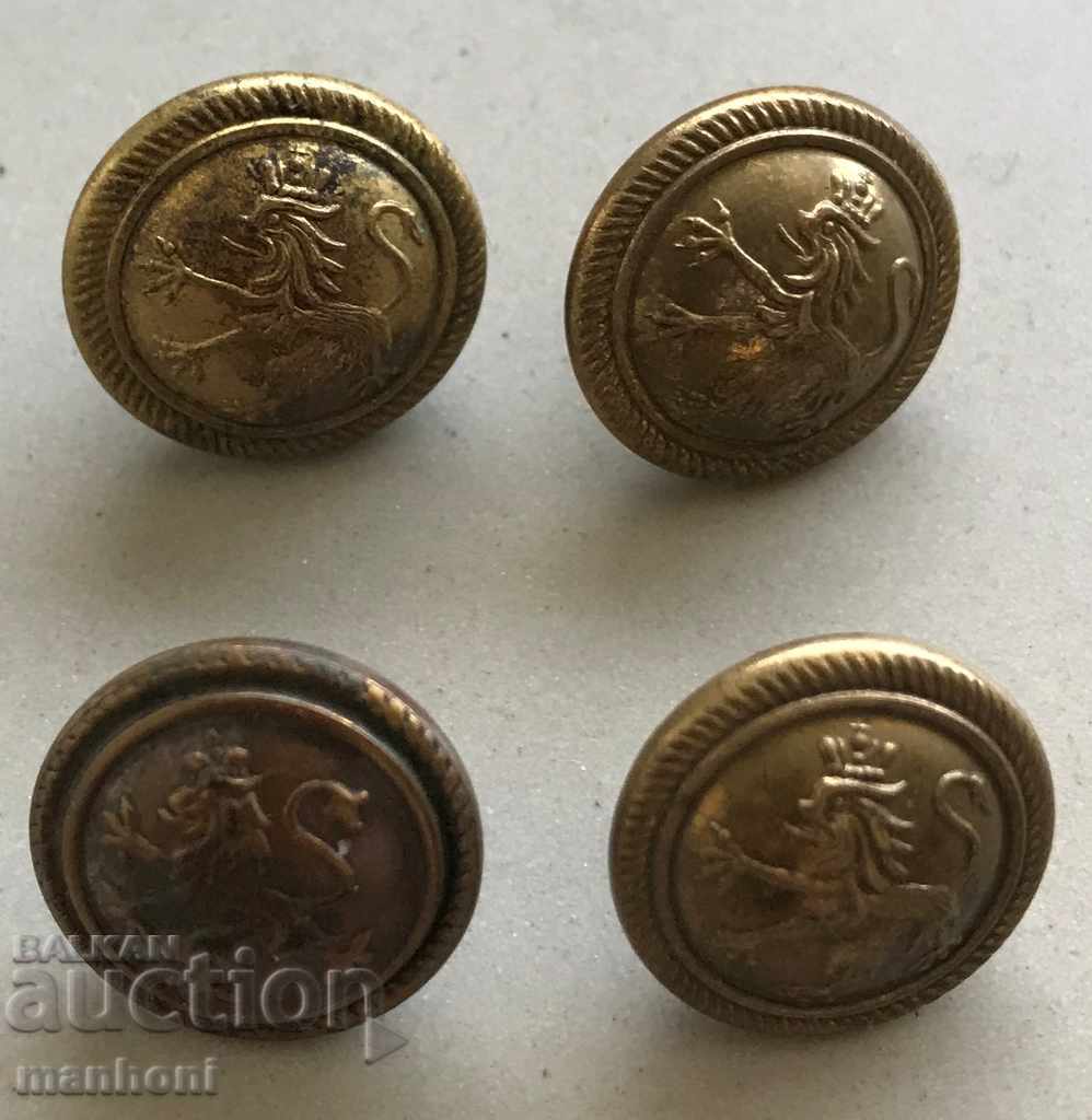 4109 Царство България 4 малки копчета ПСВ 1918 Цар Фердинанд