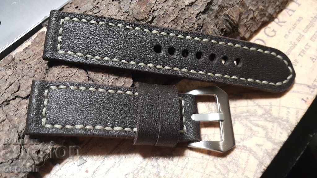 Leather watch strap 24mm Genuine leather hand 497 with price 40.00 BGN | € 20.45 Leather watch strap 24mm Genuine leather hand 497 with price 40.00 BGN | € 20.45