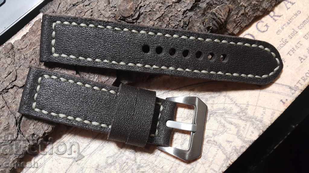 Leather watch strap 24mm Genuine leather hand 497
