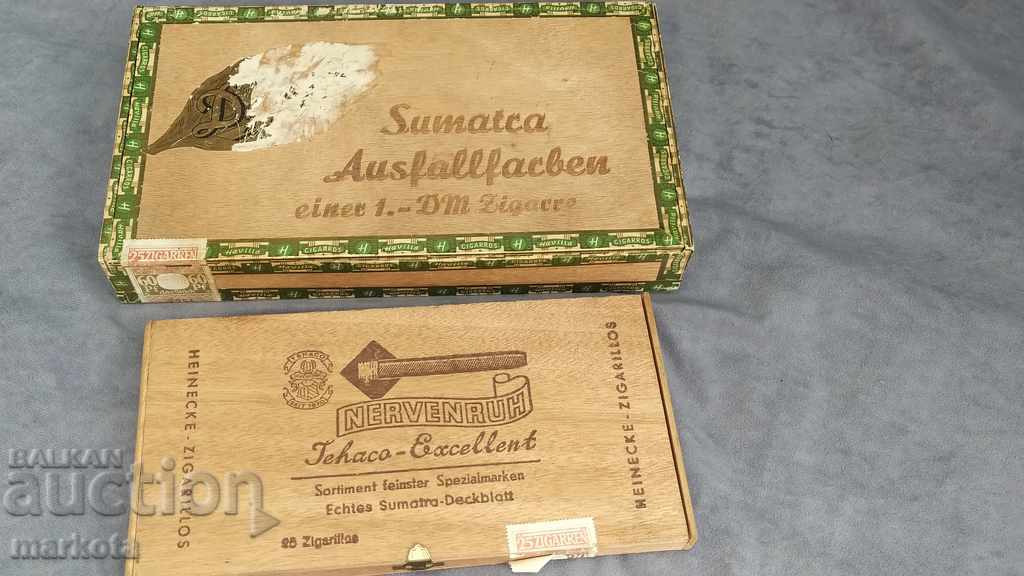 Two old wooden cigar boxes