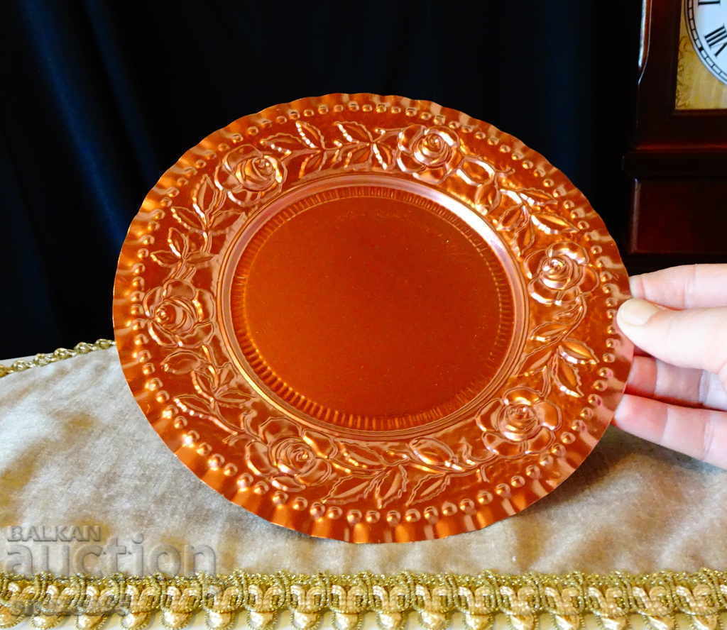 German metal plate with roses 21 cm