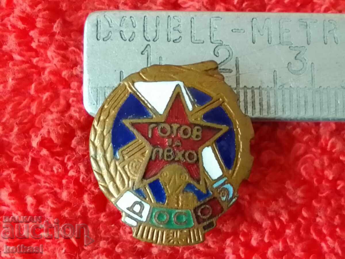 Old Soviet enamel badge on screw, DOSAAF ready for chemical defense Old Soviet enamel badge on screw, DOSAAF ready for chemical defense