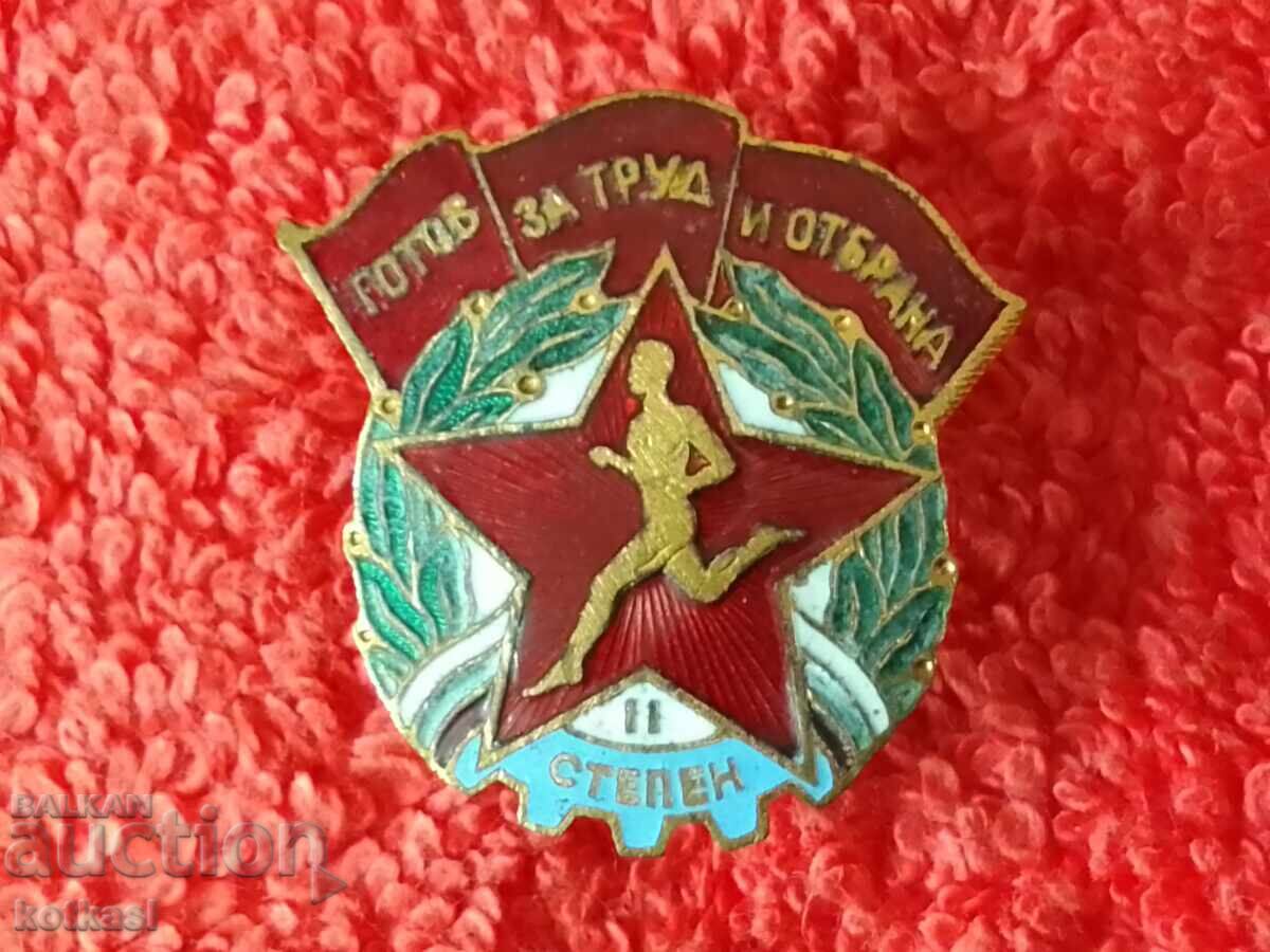 Old social badge enamel on screw READY FOR LABOR AND DEFENSE 2 pcs - 5 Old social badge enamel on screw READY FOR LABOR AND DEFENSE 2 pcs - 5