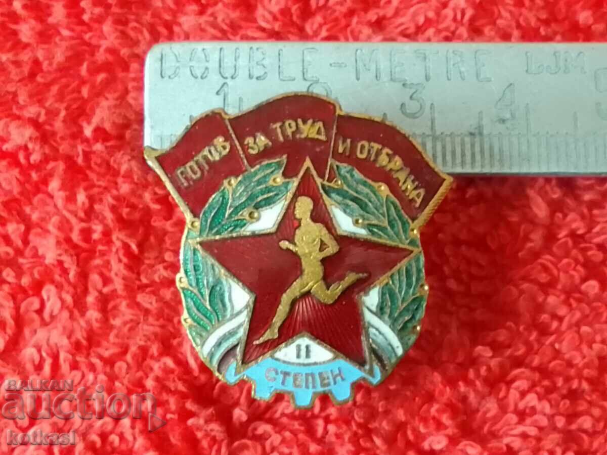 Old social badge enamel on screw READY FOR LABOR AND DEFENSE 2 pcs Old social badge enamel on screw READY FOR LABOR AND DEFENSE 2 pcs