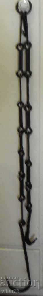 Forged chain with hook, firebox