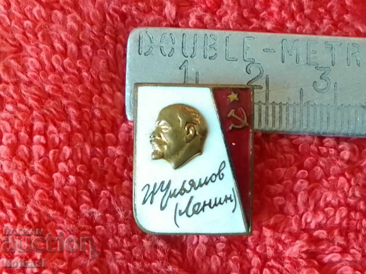 Old social solid bronze badge enamel LENIN