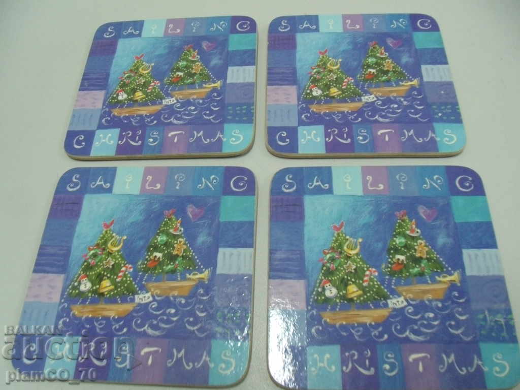 Nr. 3510 set 6 buc. suporturi vechi din plută - motiv de Crăciun cu preț € 3.50 | 6.85 BGN