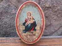 Veche cutiuță bisericească germană antică cu icoană din 1931