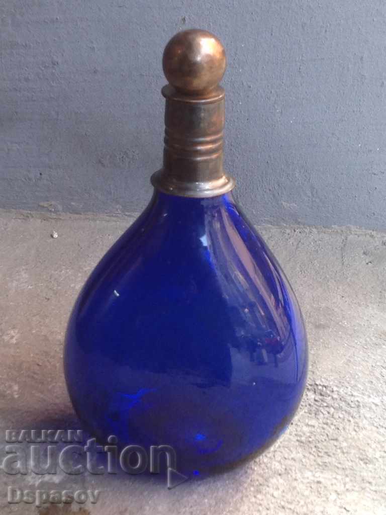 Ancient Blue Shishche Bottle for Alcohol with a Cork Plug