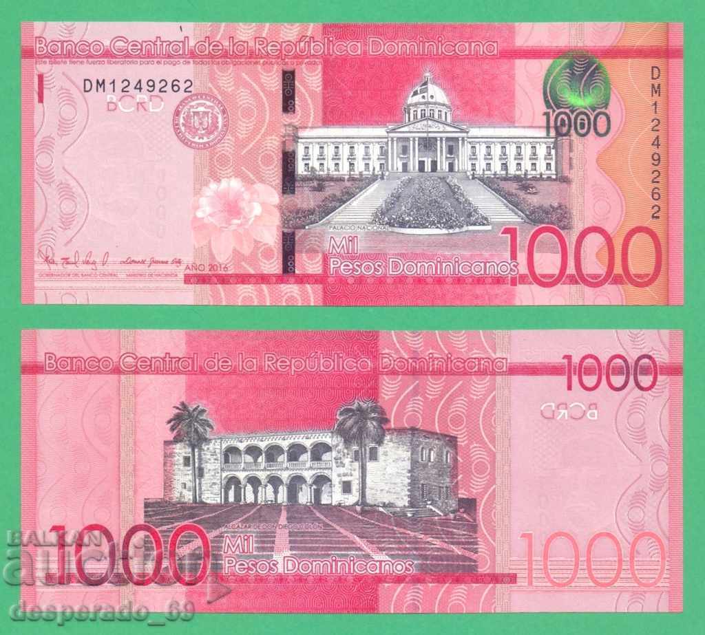 (¯` '• .¸ REPUBLICA DOMINICANĂ 1000 de pesos 2016 UNC •. •' ´¯)