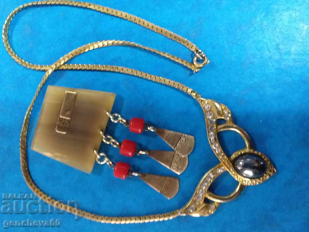 Rare red coral brooch and pearl necklace - 7 Rare red coral brooch and pearl necklace - 7