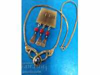 Broșă de coral roșu rară și colier de perle