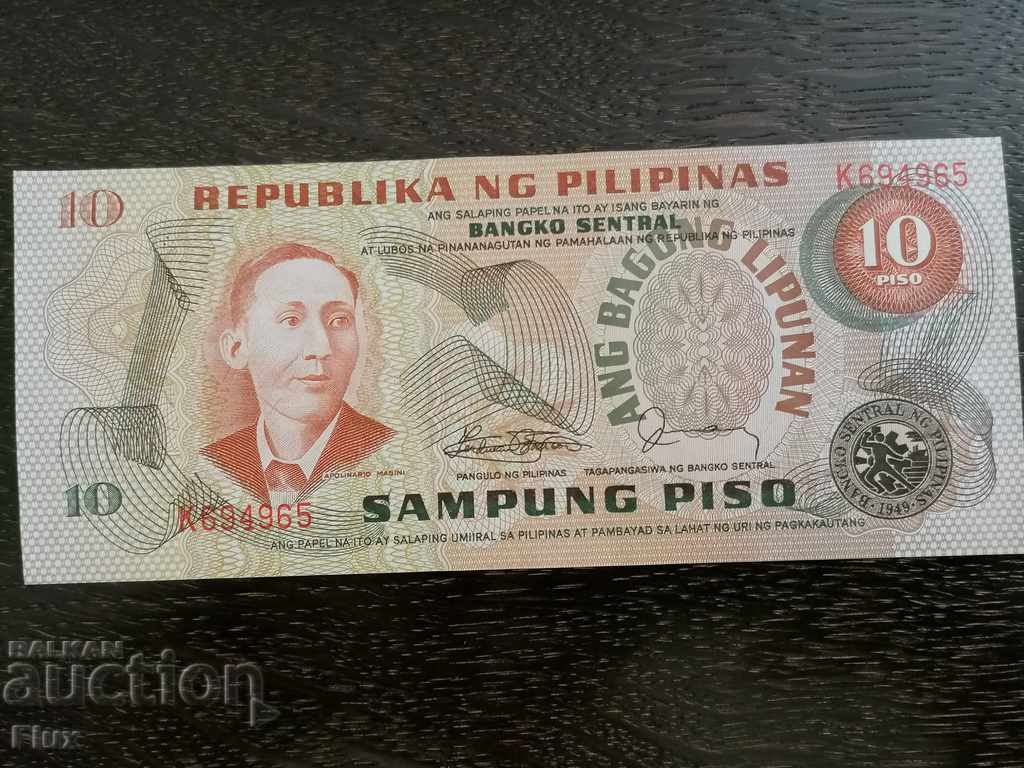 Bancnotă - Filipine - 10 scrisori UNC 1974.