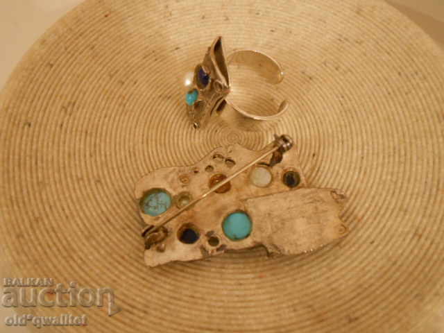 Designer silver set with Turquoise and other stones - 5 Designer silver set with Turquoise and other stones - 5
