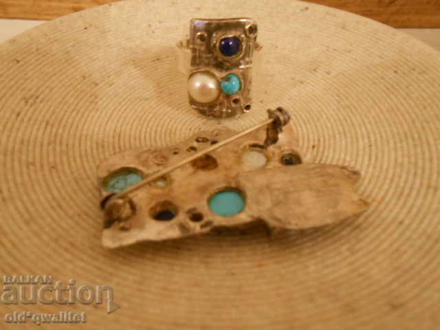 Designer silver set with Turquoise and other stones - 6 Designer silver set with Turquoise and other stones - 6