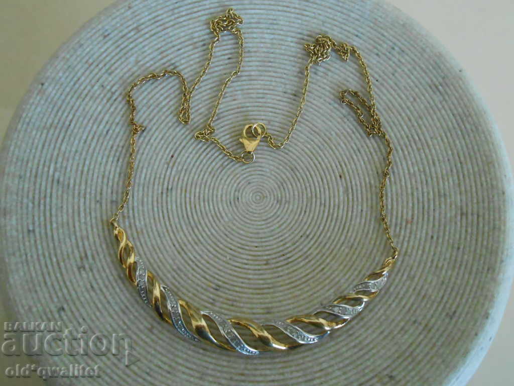 Δημοπρασία Ασημένιο κολιέ κολιέ 925 ασημένιο με επιχρύσωση και διαμάντια Δημοπρασία Ασημένιο κολιέ κολιέ 925 ασημένιο με επιχρύσωση και διαμάντια