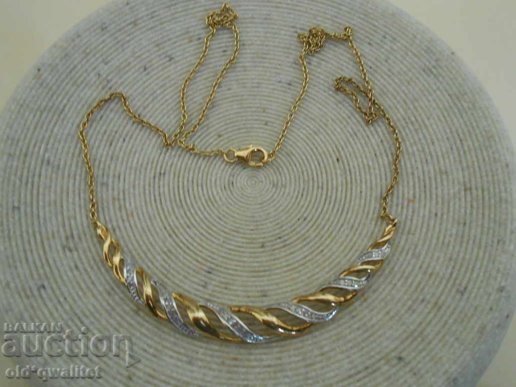 Silver necklace Necklace Silver 925 with gilding and Diamonds