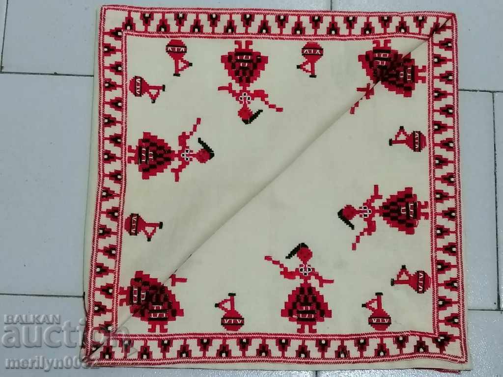 Auction  Old embroidered cardboard, tablecloth, millet, Bulgarian embroidery