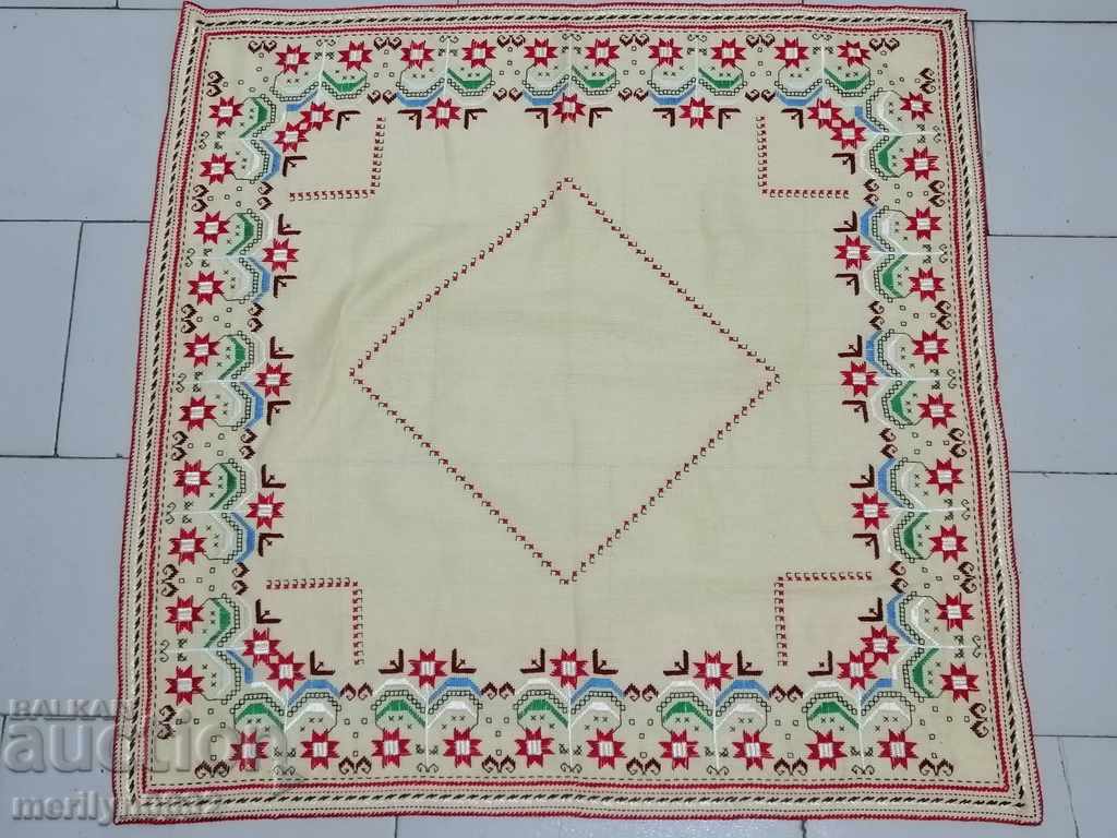 Old embroidered cardboard, tablecloth, millet, Bulgarian embroidery