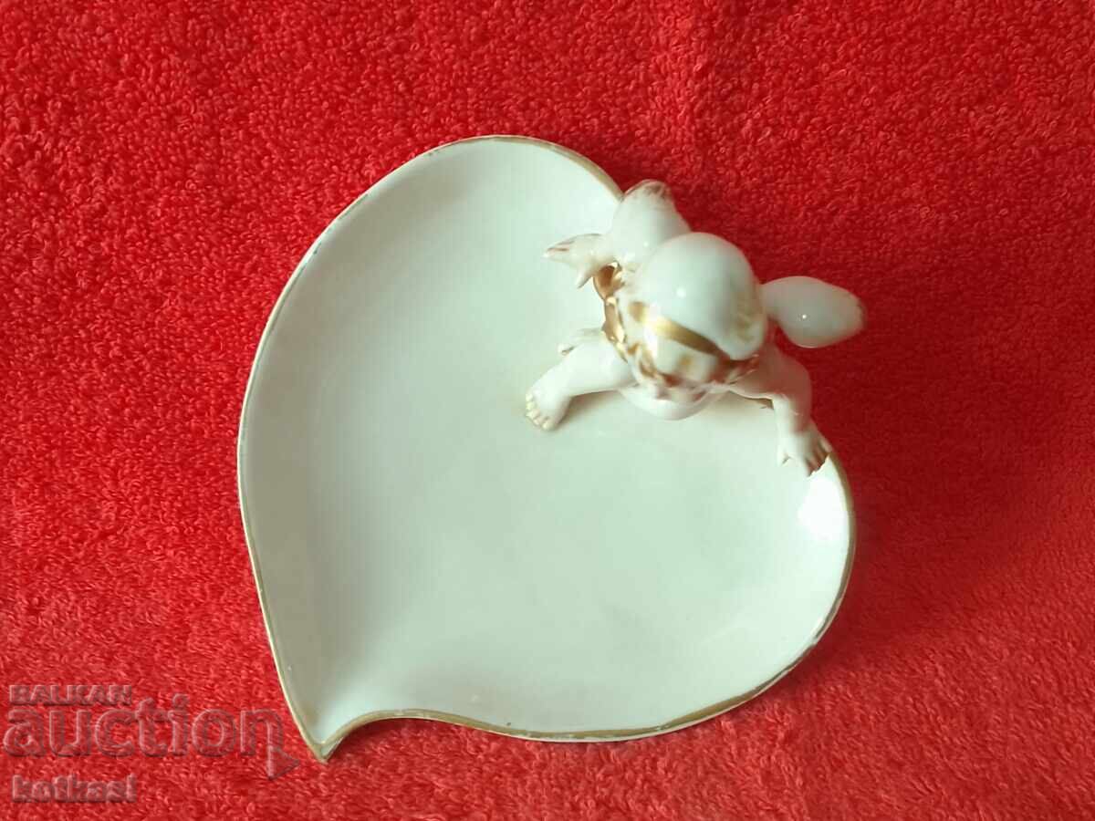 Old porcelain figure Angel Heart gold edging - 6 Old porcelain figure Angel Heart gold edging - 6