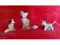 Lot 3 pcs. old porcelain figures Foxes Fox