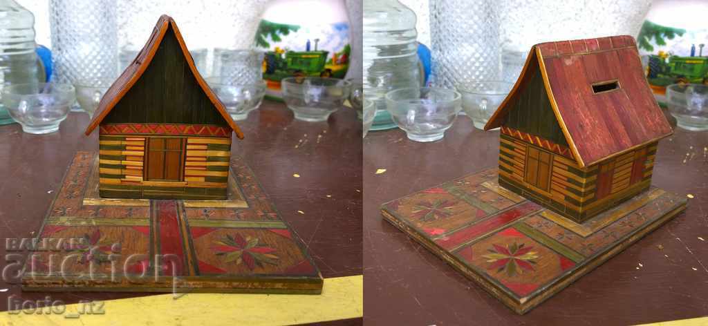 5445. WOODEN HOUSE FLAT APPLICATION WITH COLORED GLASSES HAND with price 18.00 BGN | € 9.20 5445. WOODEN HOUSE FLAT APPLICATION WITH COLORED GLASSES HAND with price 18.00 BGN | € 9.20