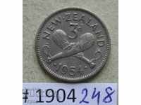 3 pence 1954 New Zealand