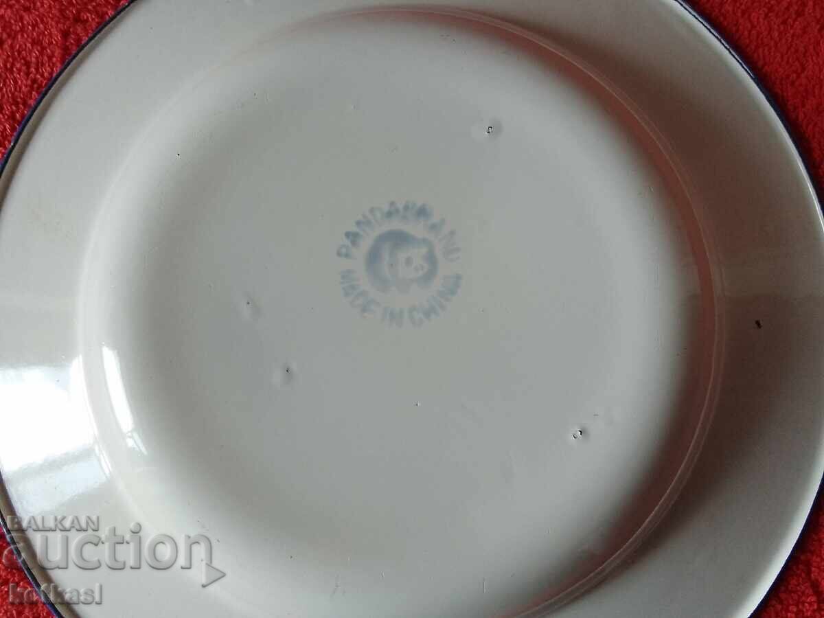 Old soc enamel plate hunter bow marked panda - 6 Old soc enamel plate hunter bow marked panda - 6