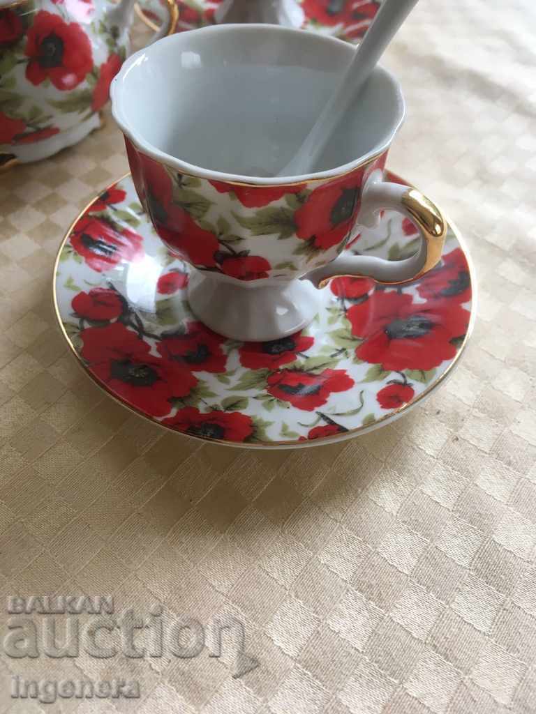 COFFEE SERVICE WITH GOLD PORCELAIN BULGARIA with price 76.00 BGN | € 38.86 COFFEE SERVICE WITH GOLD PORCELAIN BULGARIA with price 76.00 BGN | € 38.86