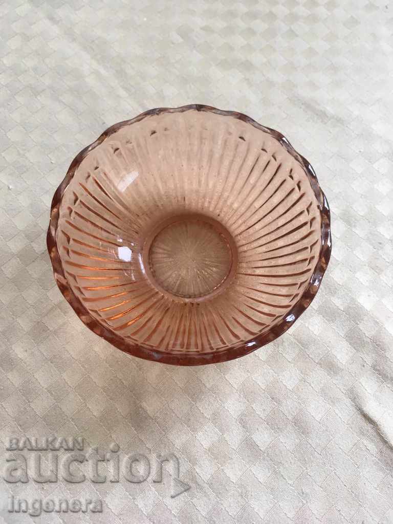 BOWL DISH RELIEF THICK COLORED GLASS