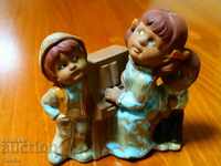 Porcelain figurine piano girl boy 10 cm