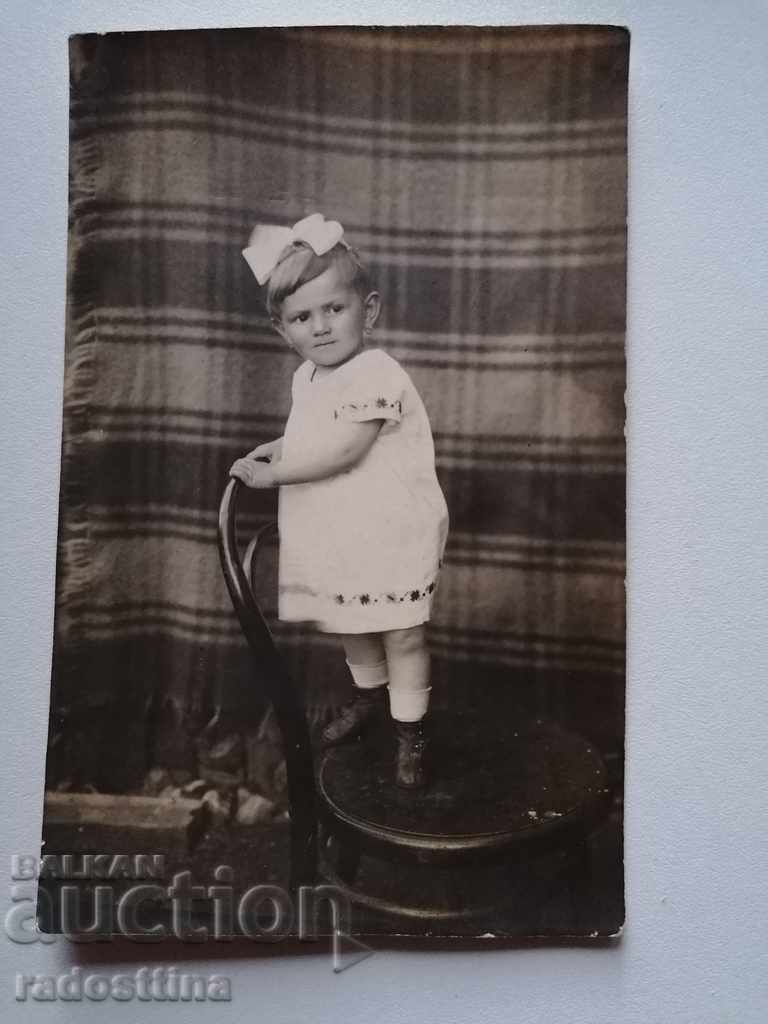 Стара снимка 1930 г. Дупница момиченце