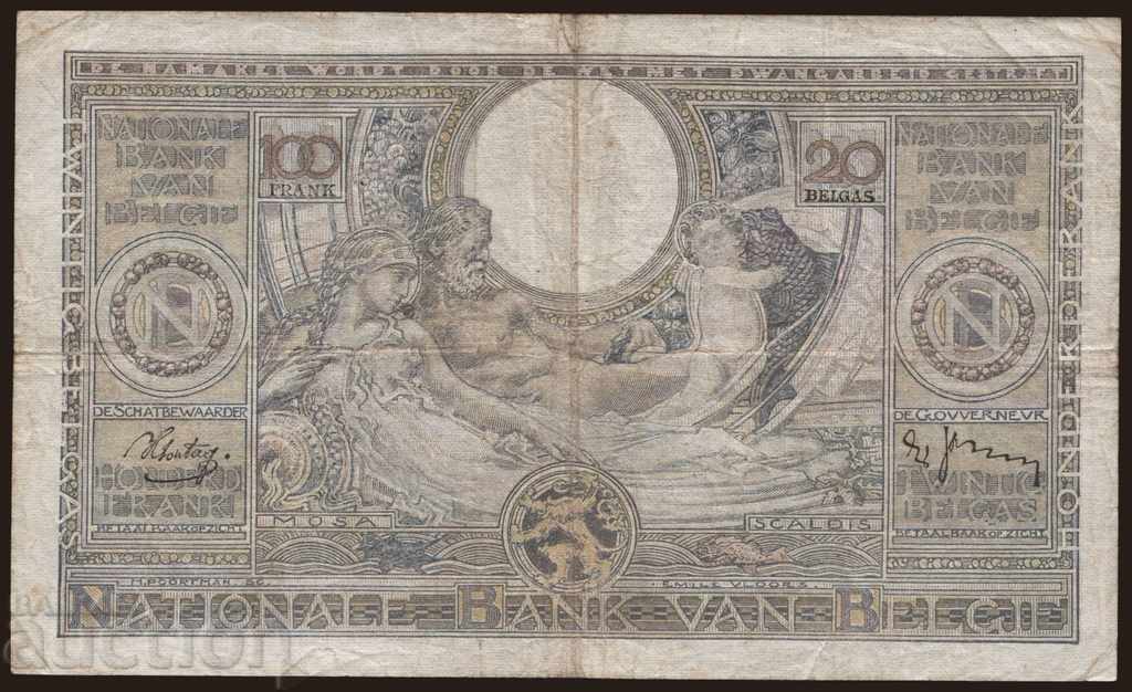 100 φράγκα 20 belg Βέλγιο 1939 με τιμή 23.00 BGN | € 11.76