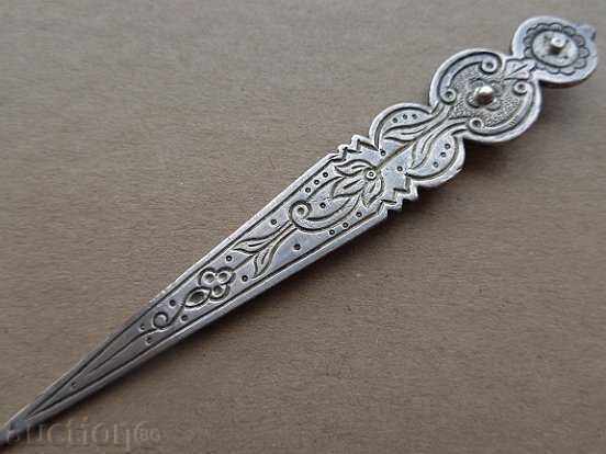 Renaissance hair needle with engravings, silver sachan, jewel, jewel - 7