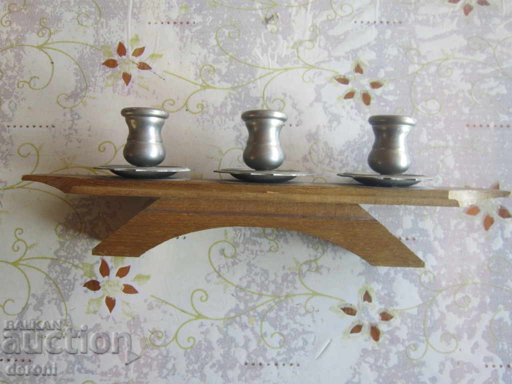 Auction  Unique candlestick made of wood and tin