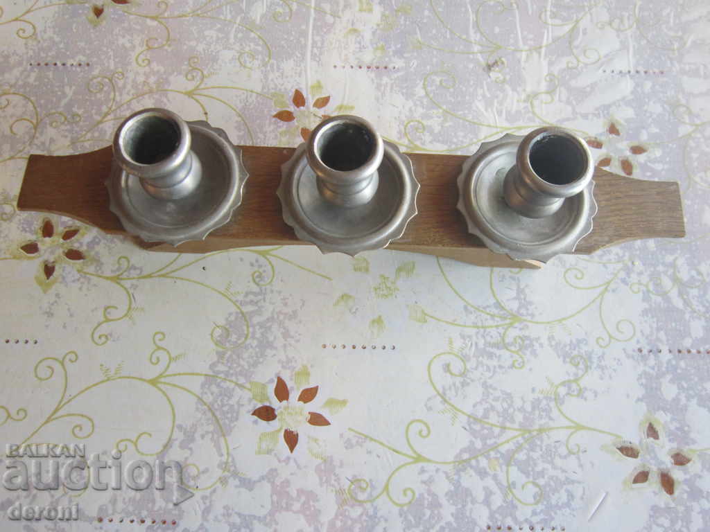 Unique candlestick made of wood and tin - 5