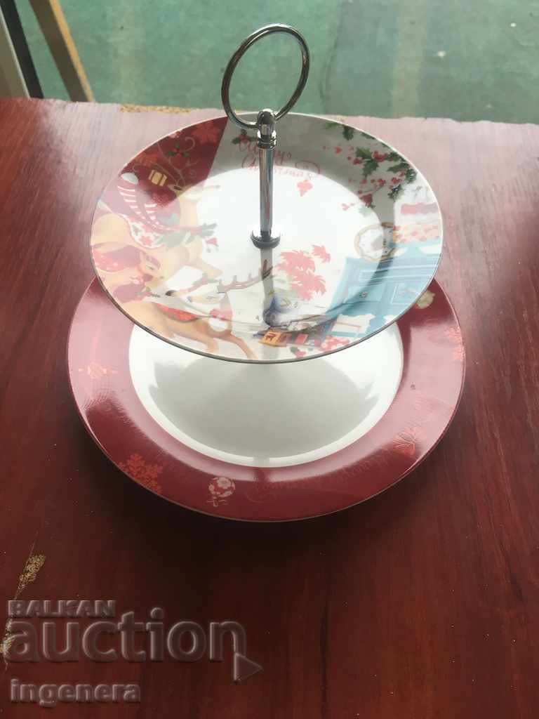 CHRISTMAS PLATEAU ON TWO LEVELS NEW PLATE OF PORCELAIN with price 15.70 BGN | € 8.03 CHRISTMAS PLATEAU ON TWO LEVELS NEW PLATE OF PORCELAIN with price 15.70 BGN | € 8.03