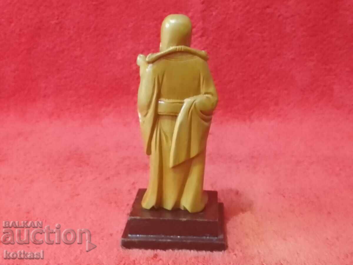 Licitație Veche sculptură în lemn Figura masculin Profesor Sage Clerk marcat
